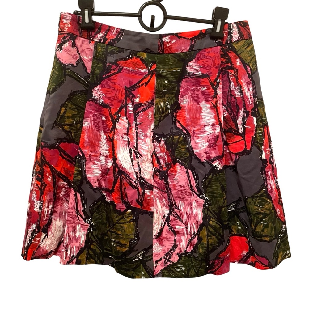 Trina Turk Floral Pleated Skirt A-line Side Zip Size 8